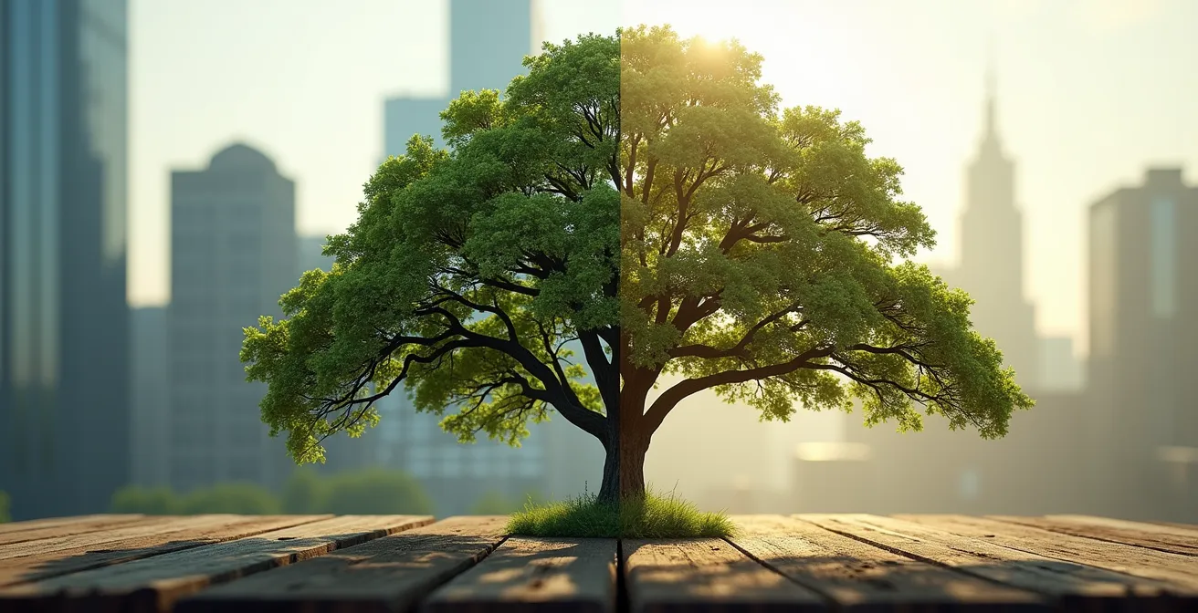 Comparación visual de estrategias de inversión con gráficos de crecimiento que representan la gestión activa y la indexada a largo plazo.