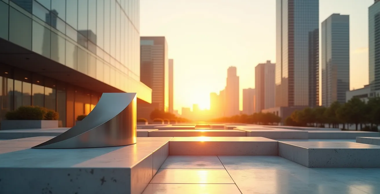 Composición visual de estrategia de inversión equilibrada con metáfora de balance entre rendimiento y crecimiento