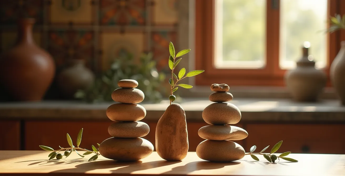 Composición simbólica de balanza equilibrando elementos sociales y económicos