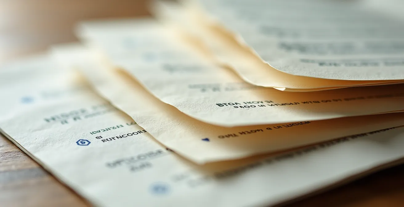 Mesa de trabajo con documentos oficiales organizados para solicitud de fondos europeos