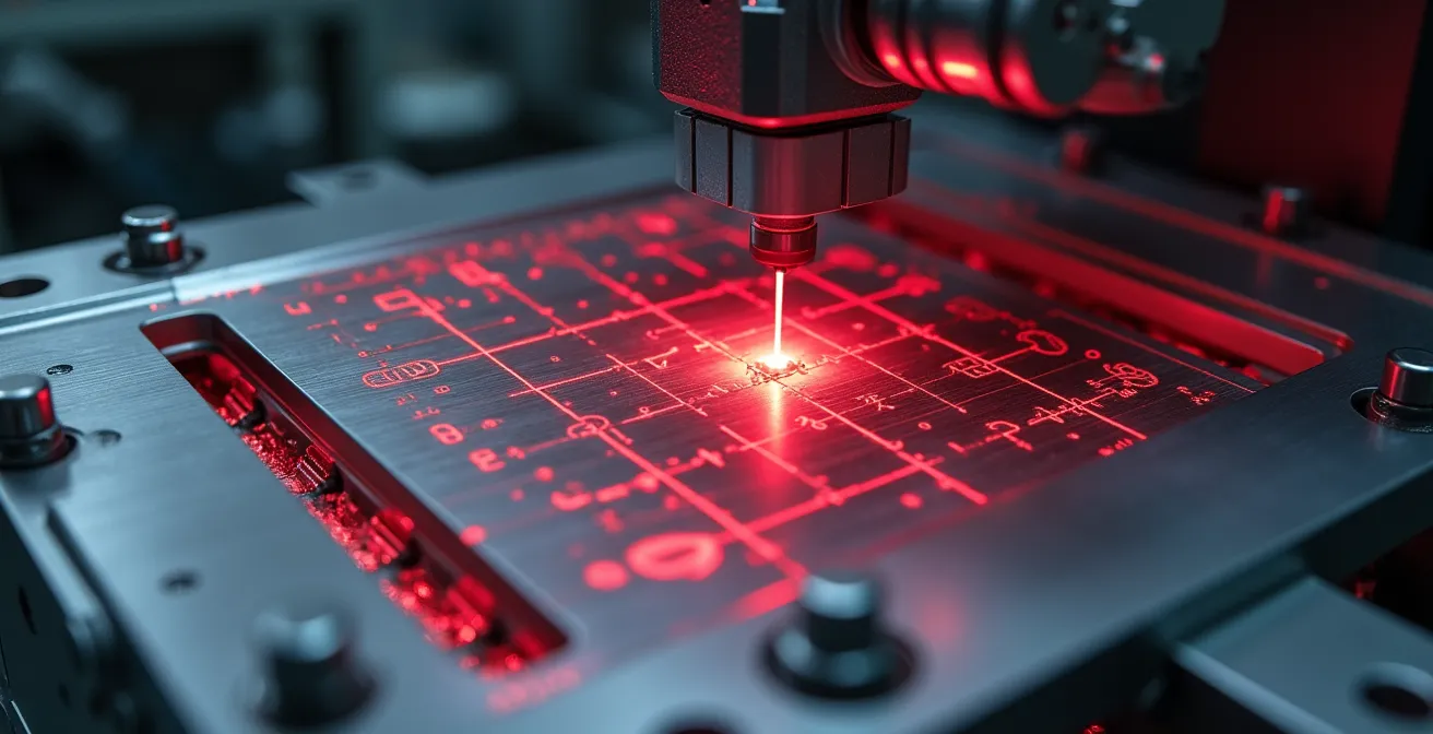 Sistema de visión artificial inspeccionando piezas metálicas en una fábrica española