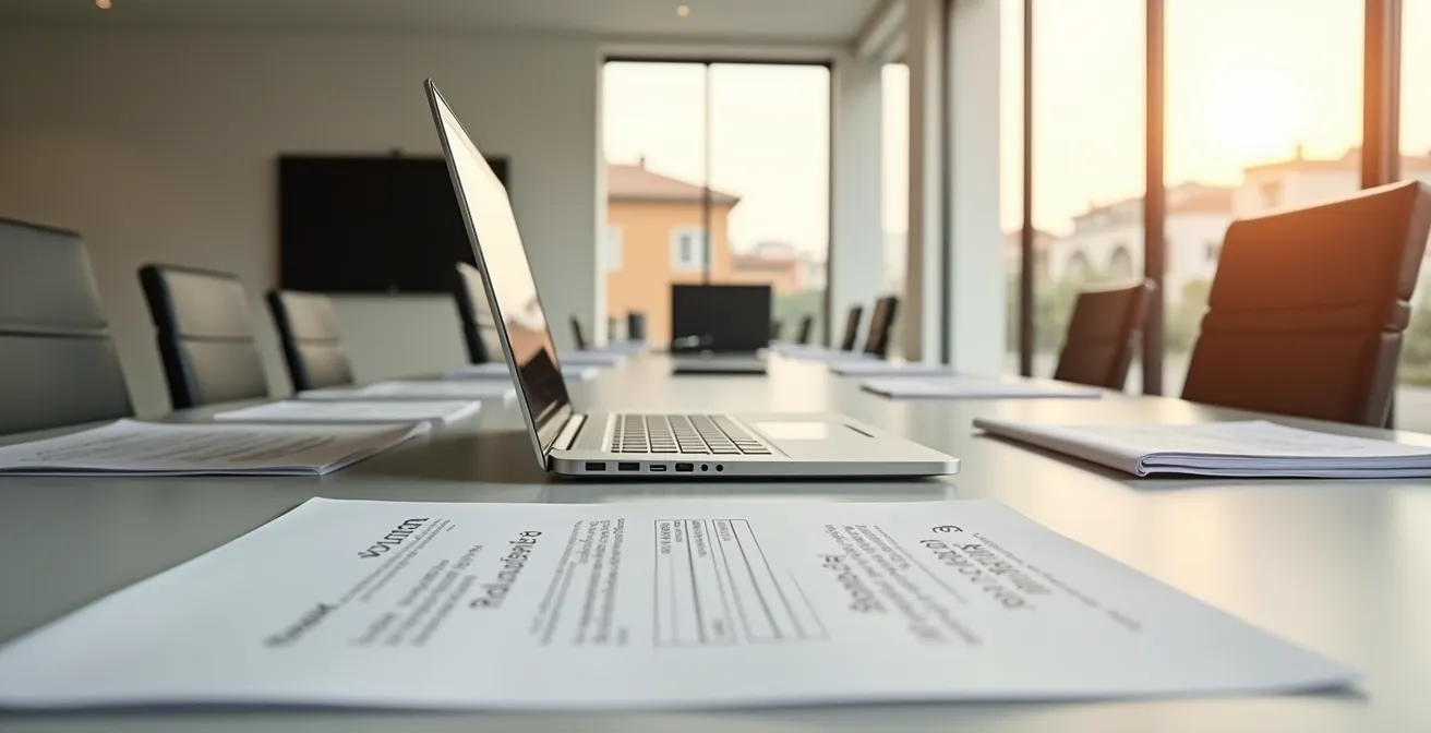 Pantalla de ordenador mostrando el proceso digital de constitución empresarial en España