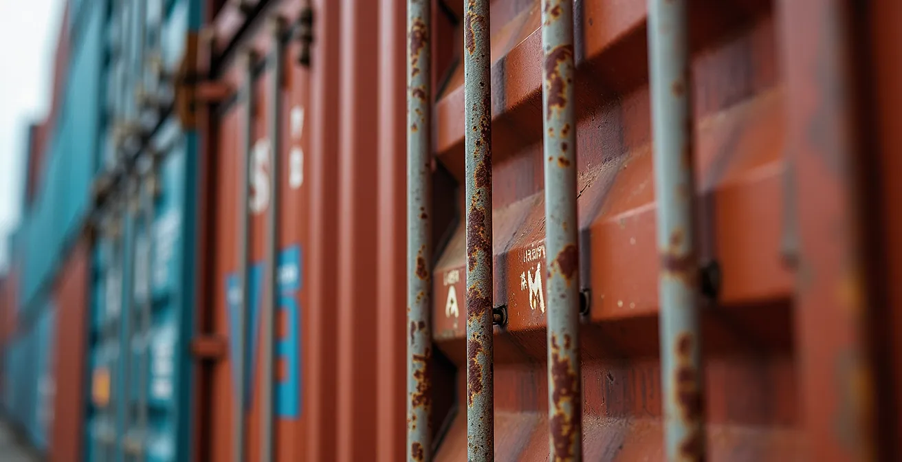 Vista aérea del puerto de Valencia con contenedores y conexiones marítimas